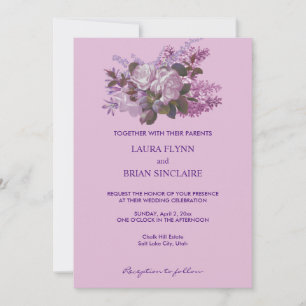 Convite Lavandas, Rosas e Lilases, Casamento