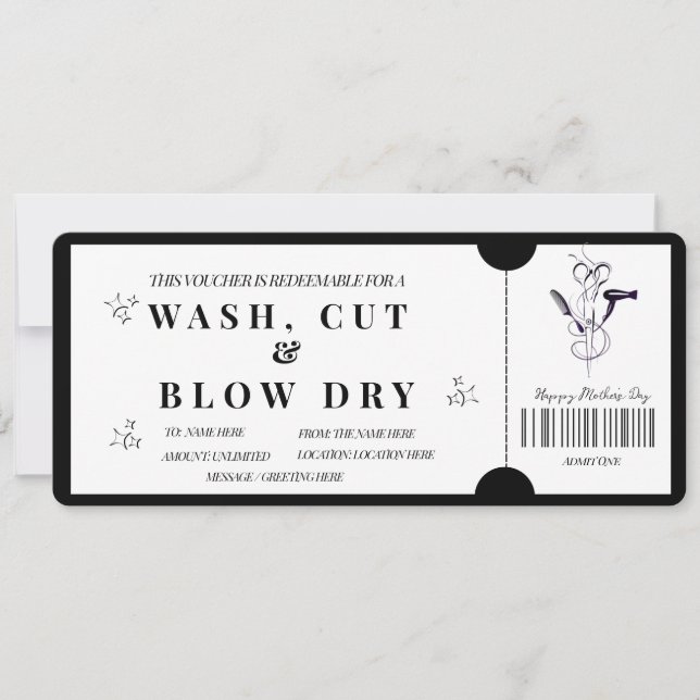 Convite Lave, Corte e Voucher Seco Mínimo Negrito (Frente)