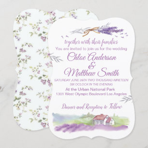 Convite Lavendar Para Casamento De Cores De Água