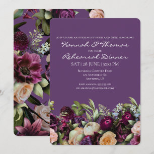Convite Lavendar Purple Elegante Janto de Ensaio Floral El