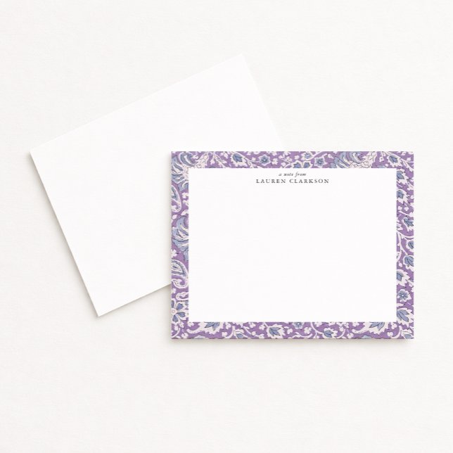 Convite Lavender and Blue Hand-Block Inspired Floral Note  (Criador carregado)