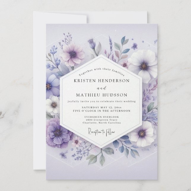 Convite Lavender Bloom Meadow Wedding (Frente)