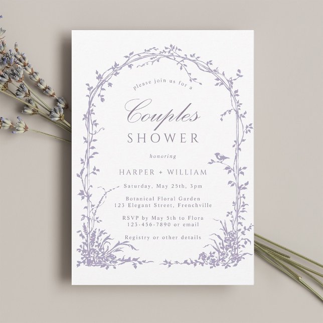 Convite Lavender Botanical Arch Garden Couples Shower (Criador carregado)