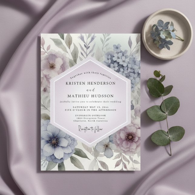 Convite Lavender Botanical Romance Wedding (Criador carregado)