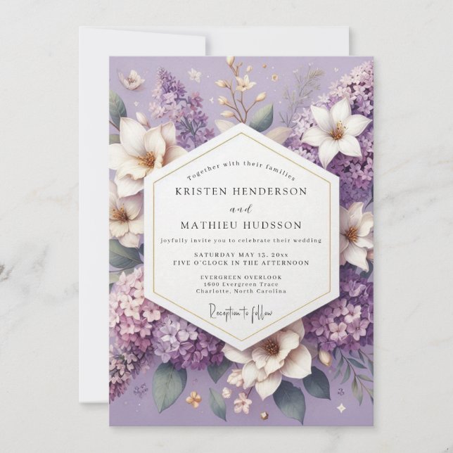Convite Lavender Dreamy Blossom Wedding (Frente)