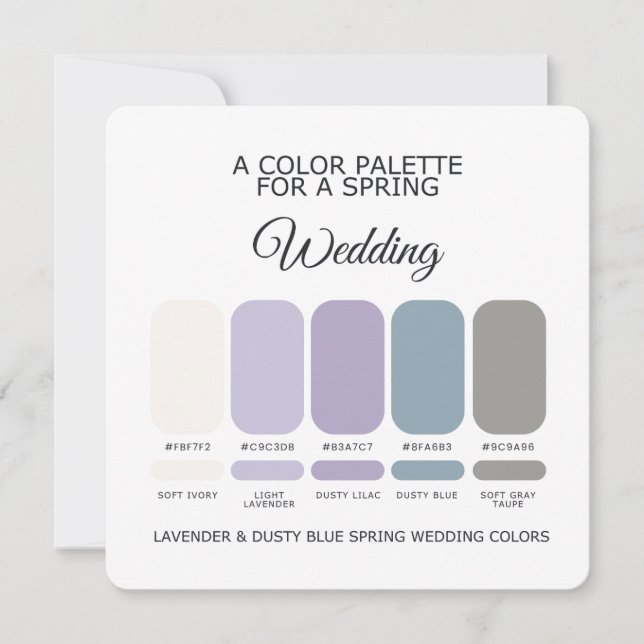 Convite Lavender & Dusty Blue Spring Wedding Palette Card (Frente)