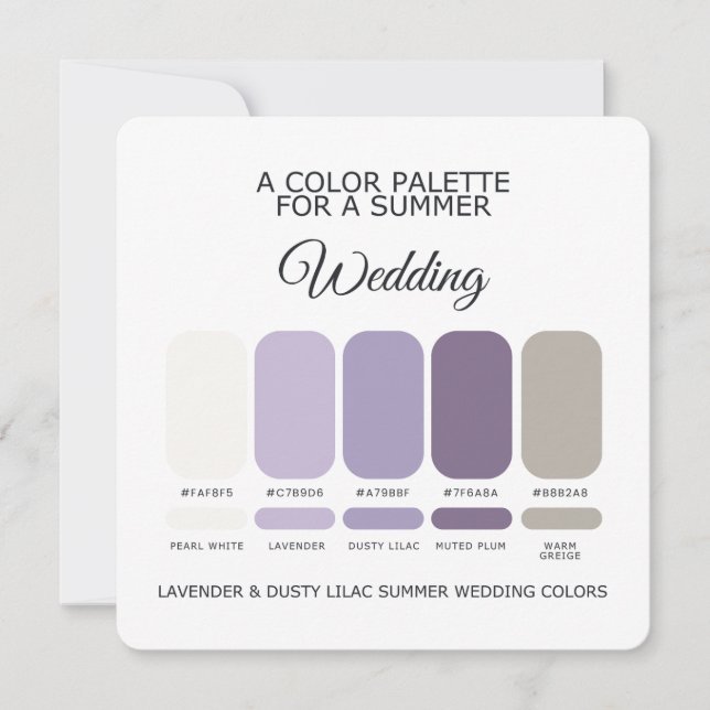 Convite Lavender Dusty Lilac Summer Wedding Palette Card (Frente)