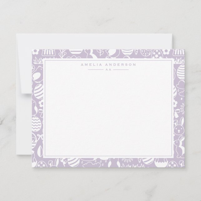 Convite Lavender Easter Egg Frame Note Card (Frente)