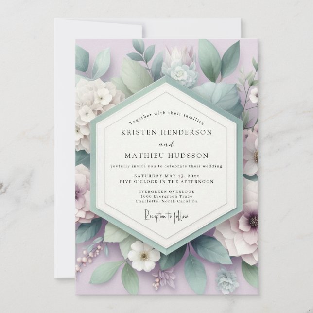 Convite Lavender Ethereal Botanical Wedding (Frente)