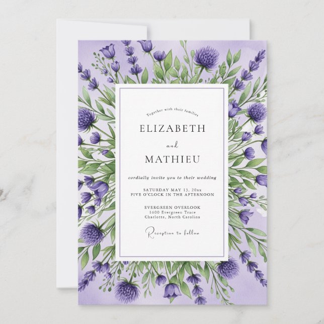 Convite Lavender Ethereal Botanical Wedding (Frente)