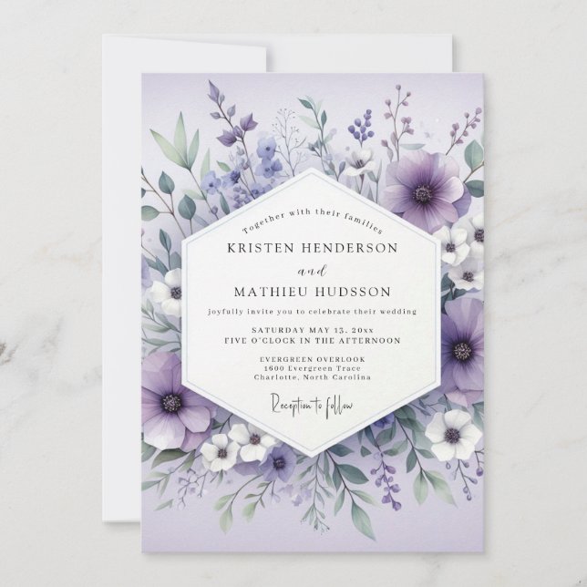 Convite Lavender Ethereal Botanical Wedding (Frente)