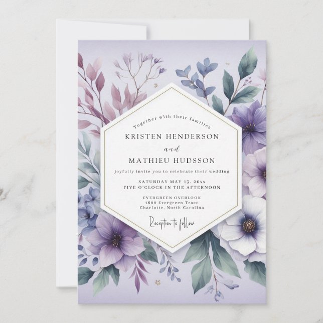 Convite Lavender Ethereal Botanicals Wedding (Frente)