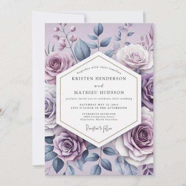 Convite Lavender Ethereal Flora Wedding (Frente)