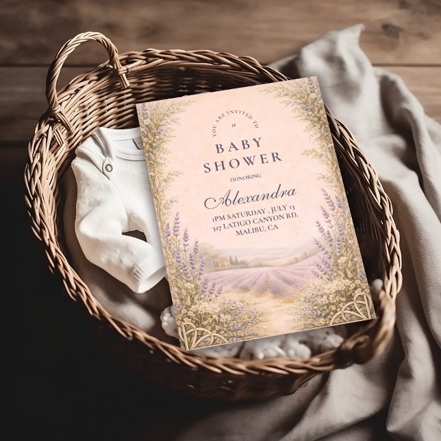 Convite Lavender Field Countryside Baby Shower (Criador carregado)