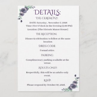 Convite Lavender Floral All-in-One Wedding Invite