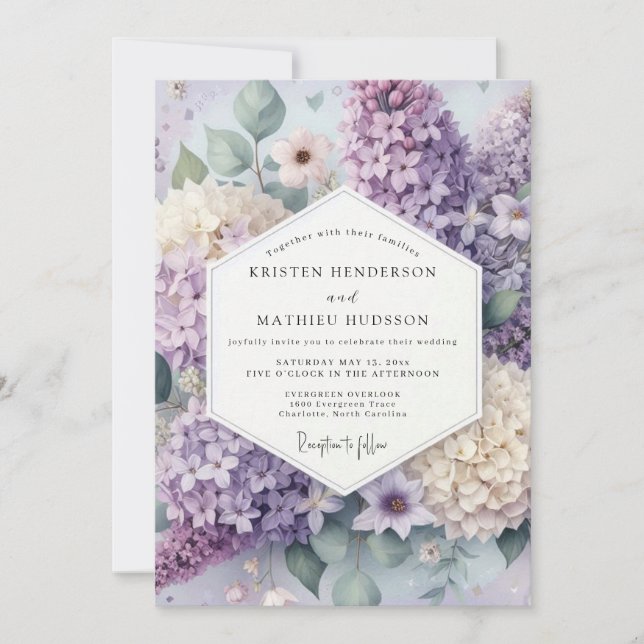 Convite Lavender Floral Bloom Wedding (Frente)