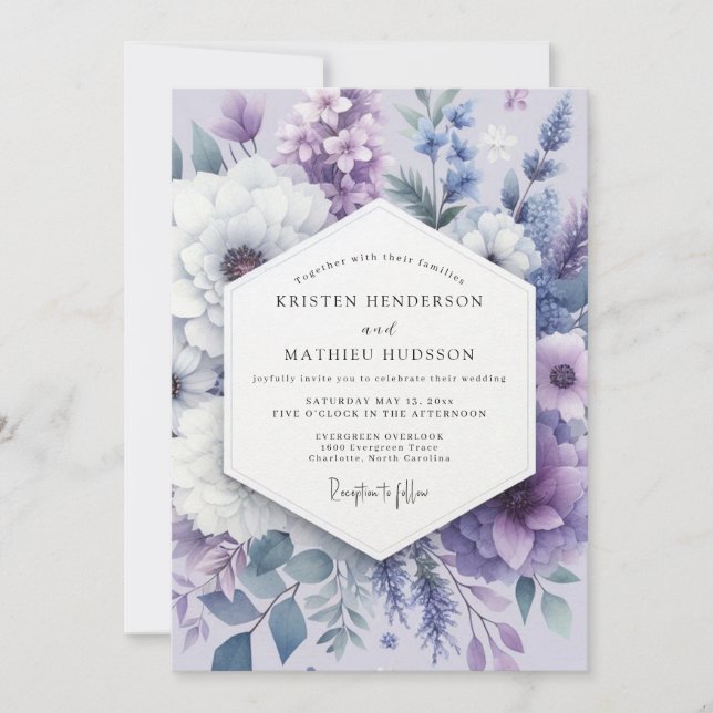 Convite Lavender Floral Dream Wedding (Frente)
