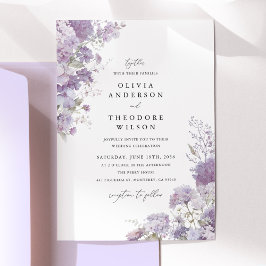 Convite Lavender Floral Elegant Wedding
