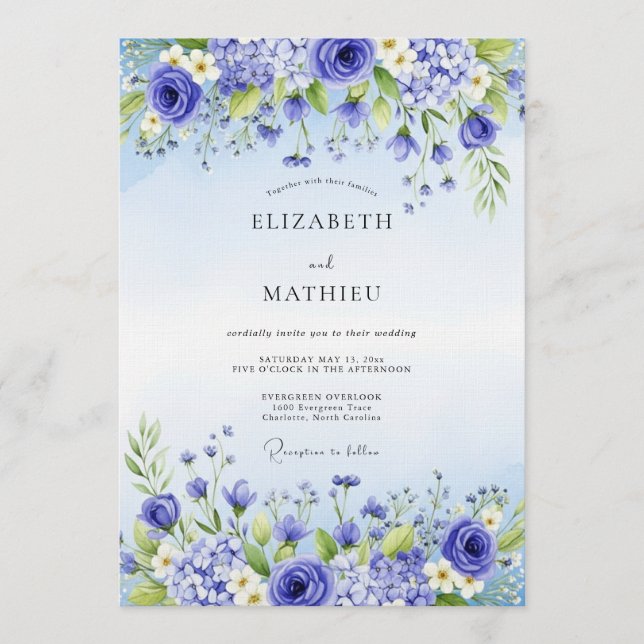 Convite Lavender Floral Enchantment Wedding (Frente)