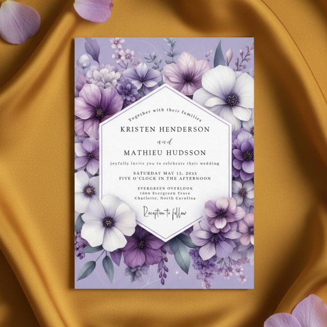 Convite Lavender Floral Ethereal Wedding (Criador carregado)