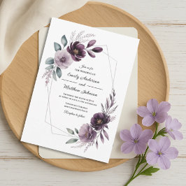 Convite Lavender Floral Frame Wedding Invitation