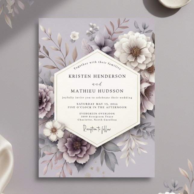 Convite Lavender Floral Romance Wedding (Criador carregado)