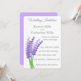 Convite Lavender Floral Wedding Invitation