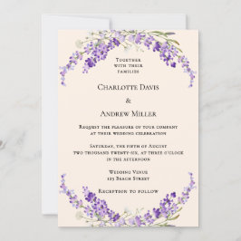 Convite Lavender flowers champage cream wedding