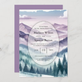 Convite Lavender Frost in the Alpine Mist Wedding
