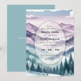 Convite Lavender Frost in the Alpine Mist Wedding