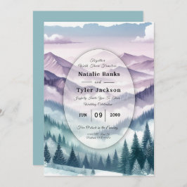 Convite Lavender Frost in the Alpine Mist Wedding