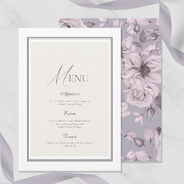 Convite Lavender Grey Floral Wedding Menu Card