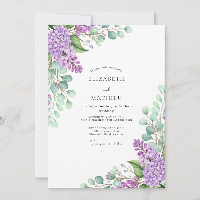Convite Lavender Idyllic Spring Wedding (Frente)