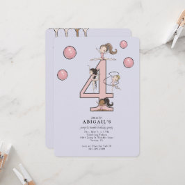 Convite Lavender Jump & Tumble Gymnastics 4th Birthday