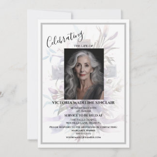 Convite Lavender life of Photo Funeral Invitation