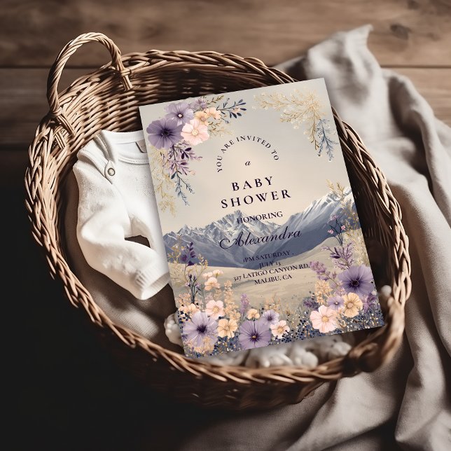 Convite Lavender Meadow Peaks Baby Shower (Criador carregado)