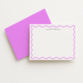 Convite Lavender Modern Wavy Border Personalized Note Card