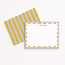 Convite Lavender & Mustard Wavy Border Note Card