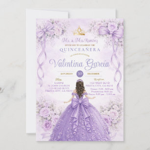 Convite Lavender Princesa Quinceañera Lilás Roxo