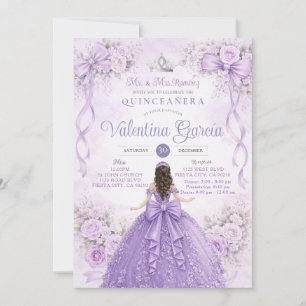Convite Lavender Princesa Quinceañera Lilás Roxo Prata