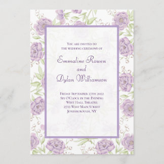 Convite Lavender Purple Rose Wedding