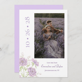 Convite Lavender Purple Rose Wedding Save the Date