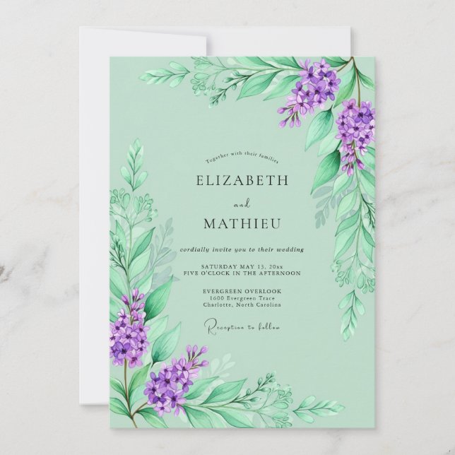 Convite Lavender Romantic Spring Wedding (Frente)