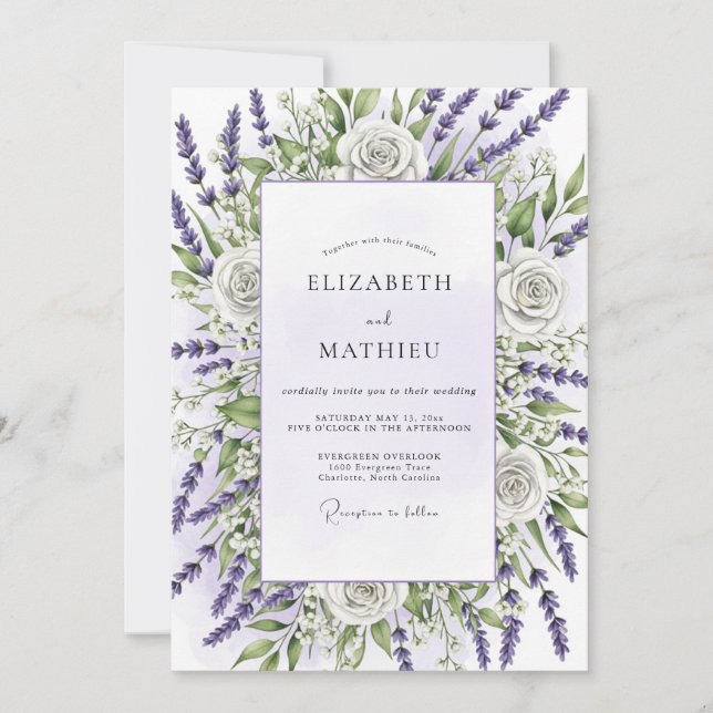 Convite Lavender Serene Countryside Wedding (Frente)