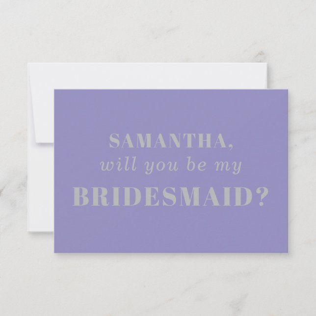 Convite Lavender Silver be my bridesmaid (Frente)