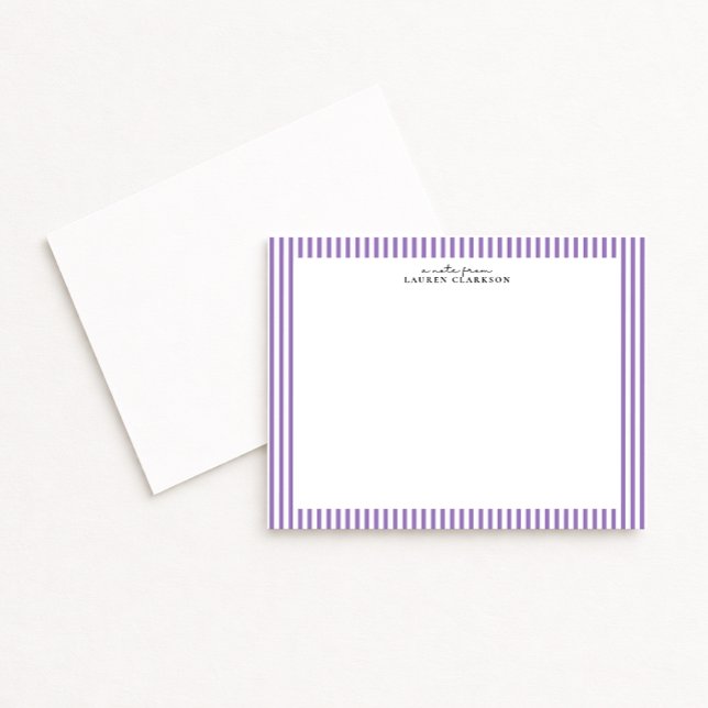 Convite Lavender Stripe Border Note Card (Criador carregado)