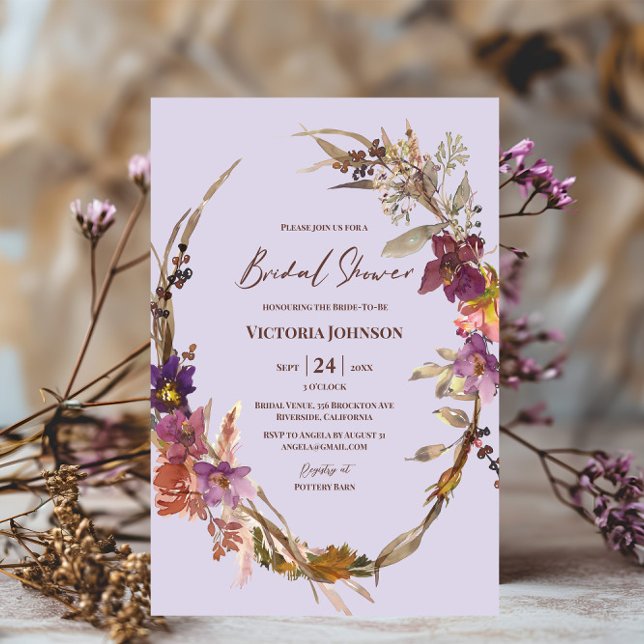 Convite Lavender Watercolor Wildflower Invitation (Criador carregado)