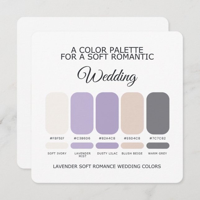 Convite Lavender Wedding Color Palette Card (Frente/Verso)