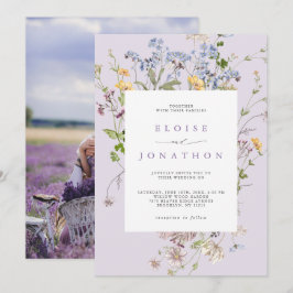 Convite Lavender Wildflower Meadow Garden Photo Wedding  