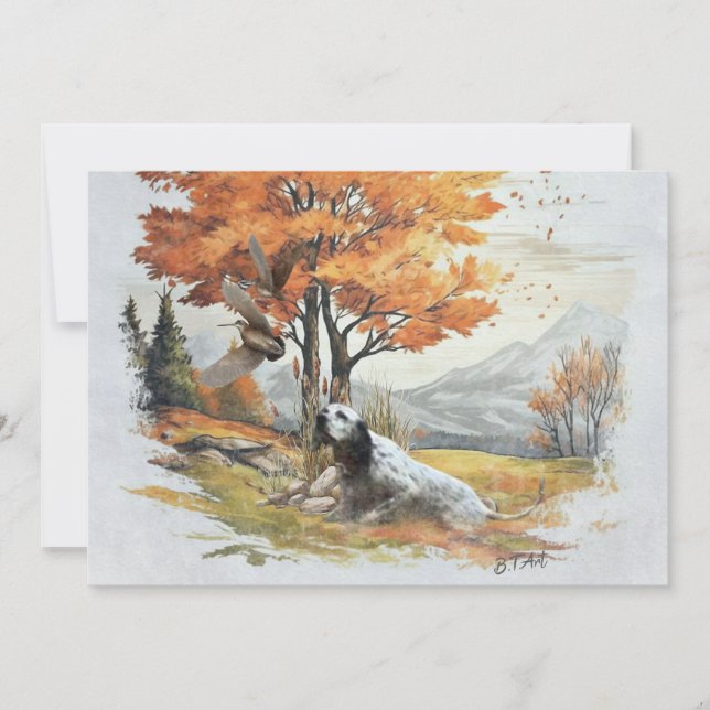 Convite "Laverack" O Setter Inglês caçando (Frente)